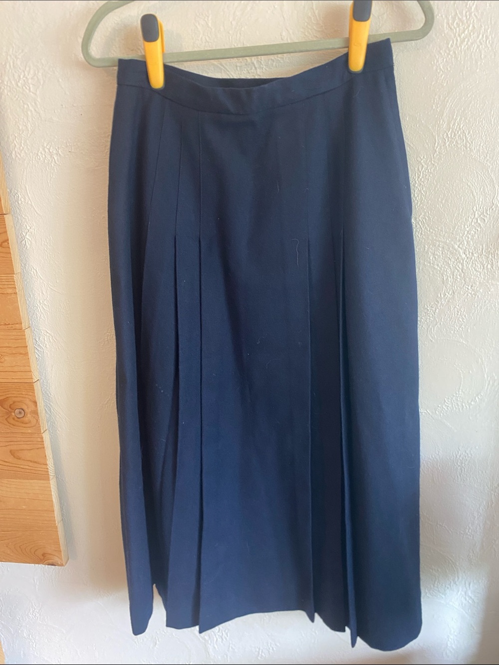 Classic Navy Wool Pleated Women's Skirt